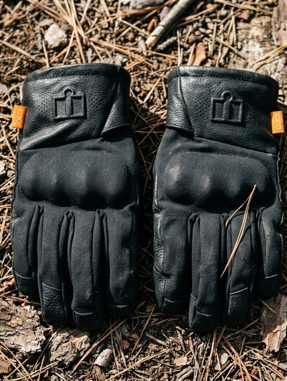 Icon Mens L Black Tarmac 2 Leather Motorcycle Gloves D3O Armor Moto Bikercore